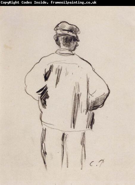 Camille Pissarro Rear View for a man in a smock